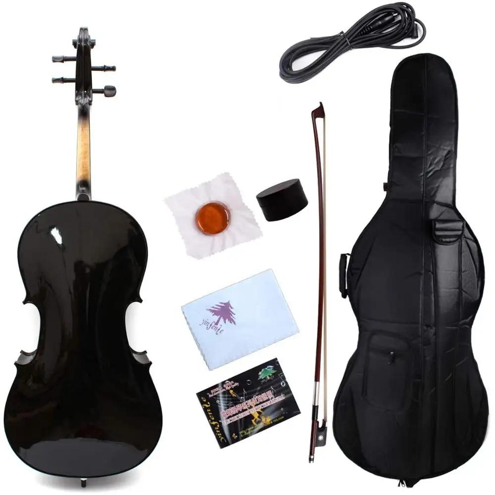 Yinfente 4 cordas preto violoncelo elétrico 4/4 artesanal doce tom livre saco + arco # ec1 - Image 1