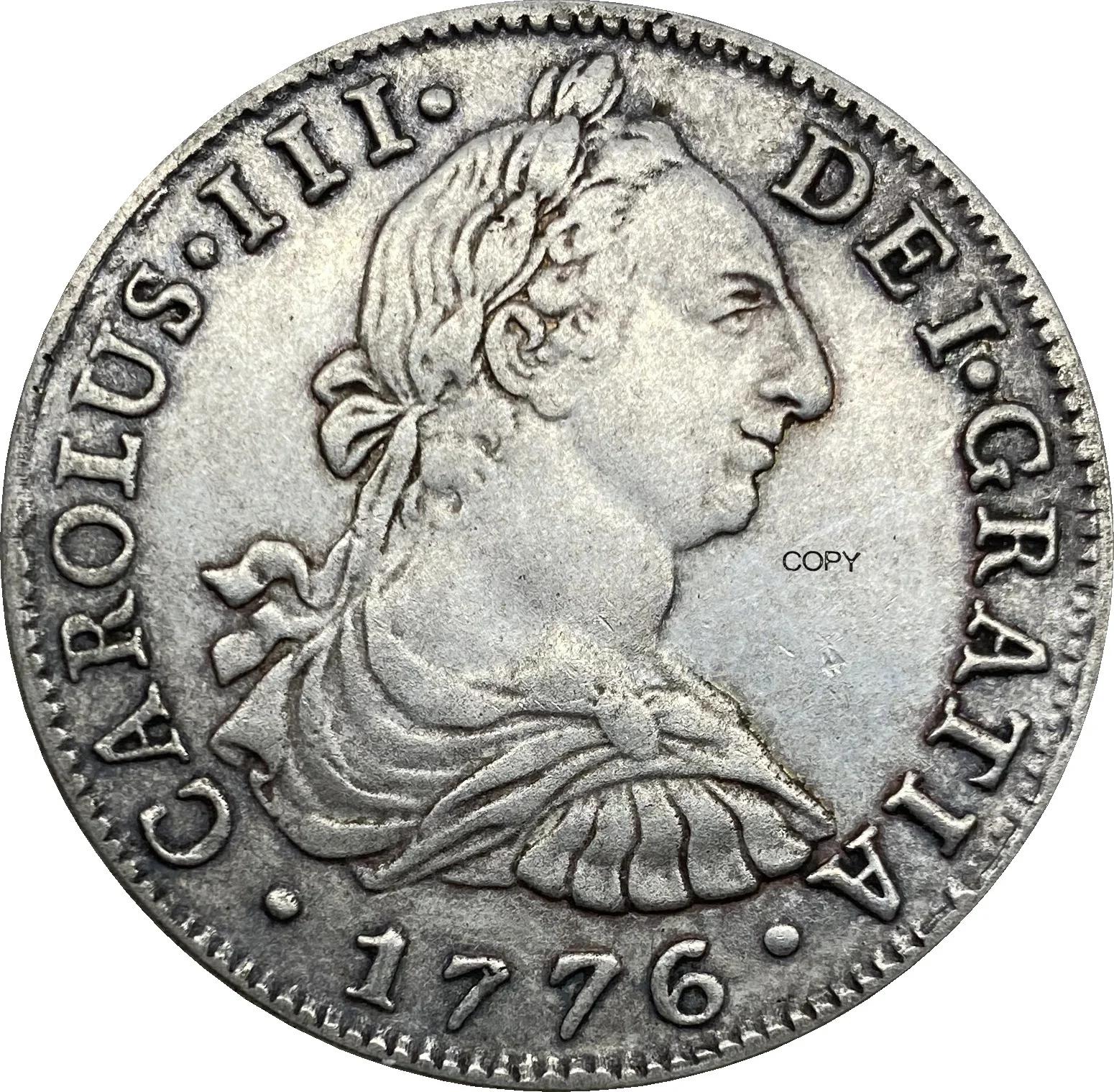 Collectible Moeda de Prata Banhada a Cuproníquel, México 1776, 8 Reales Carlos III Lembrança, Presente Velho, Copiar Moedas - Image 1