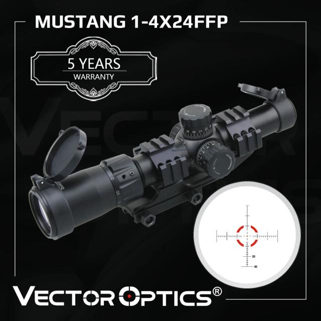 Riflescope Vector Optics FFP 1x24 com Montagem Picatinny Integrada, Bloqueio de Turretes e Longo Alívio Ocular para AR 15 M4