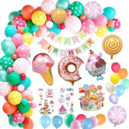 Kit de arco para balões e doces, decorações para festas de aniversário, para meninas, crianças, candelabro, materiais para festa de feliz aniversário, banner - Image 1