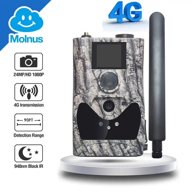 Câmera de Caça Boly BG584 4G Sem Fio com Suporte em Nuvem, 24MP, Visão Noturna de 90ft e Gravação de Sons para Armadilhas