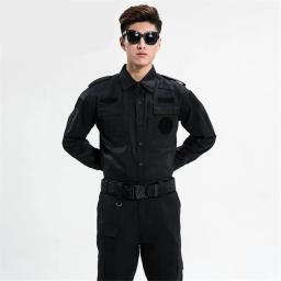 Uniforme preto do combate da segurança para homens, terno militar, camisa tática do protetor, calças, roupa do trabalho - Image 3