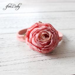 Decoração artificial artesanato queimado tecido flor em náilon elástico hairband flor bandana para crianças menina acessórios de cabelo - Image 6