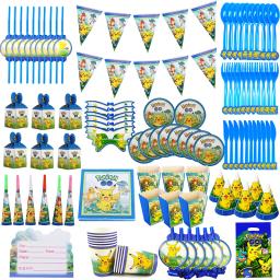 Pokemon tema de aniversário Fontes do partido Decorações Balão Bolo Bandeira Cartão De Convite Gift Table Backdrop Banner Toy Para Boy - Image 1