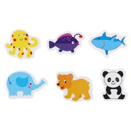 12 pçs mix oceano animais de madeira geladeira ímã criativo dos desenhos animados 3d adesivos brinquedos - Image 4