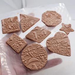Folhas Polymer Clay Textura Selo, Gravar Template, Padrão Cogumelo bonito, Brinco cortador de argila, DIY Cerâmica Ferramentas, Art Hobby - Image 2