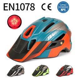 BATFOX-Capacetes de bicicleta para homens e mulheres, capacete MTB, capacete de ciclismo, integralmente moldado, capacete de mountain bike, luz, laranja, 2022 - Image 2