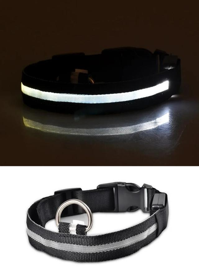 Coleiras Fluorescentes Luminosas YUDODO para Pets: Segurança Noturna com Brilho Piscante em Nylon para Cães