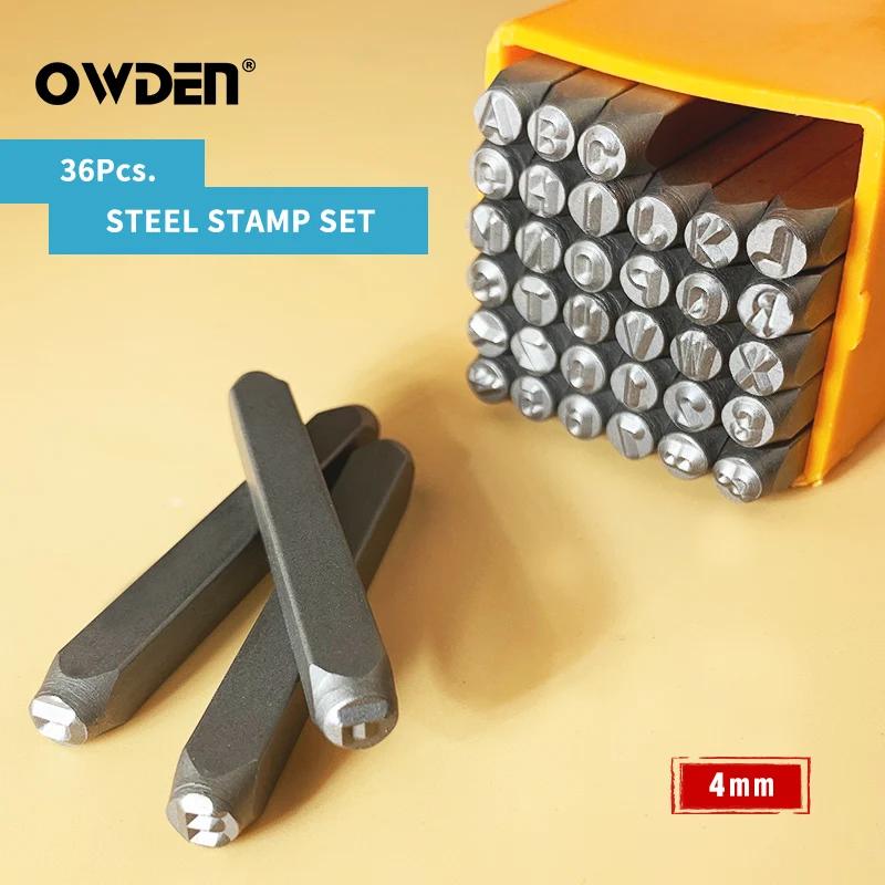 OWDEN Steel Metal Stamp Set para Artesanato Jóias, Ferramenta de Estampagem, Número e Letter Punch Kit, 36Pcs, 4mm - Image 1
