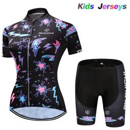 2021 meninas conjunto camisa de ciclismo ropa ciclismo kit para crianças verão respirável dos desenhos animados bicicleta jérsei terno crianças roupas - Image 2