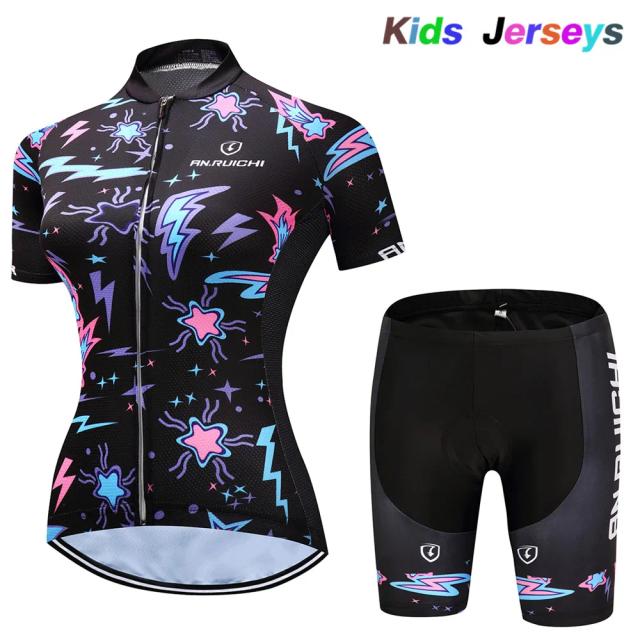 Conjunto Ciclismo Infantil 2021 Meninas Verão Respirável Desenho Animado