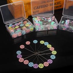 Botão Pins Com Caixa, Acessórios De Costura, Patchwork Pins, Artesanato, Flor, Laço, DIY, 100Pcs por lote - Image 6