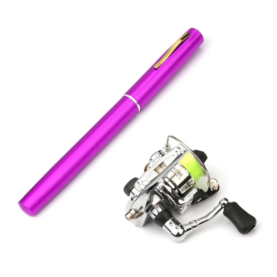 Mini caneta de bolso, vara de pesca portátil de liga de alumínio com isca + carretel, conjunto de combos de pesca, 1m/1.4m - Image 1