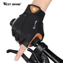 WEST BIKING-Luvas de ciclismo de dedo meio longo antiderrapante para homens e mulheres, almofada 3D, luvas de bicicleta respiráveis, luvas de bicicleta MTB, luvas esportivas - Image 5
