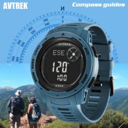 Relógio digital esportivo para homens, relógio militar do exército com pedômetro, com altímetro, barômetro e bússola, para corrida e atividades ao ar livre - Image 1