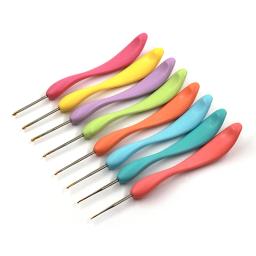 Conjunto de agulhas de crochê ergonômicas, 1.0-2.75mm, 8 peças, aço, com punho de borracha macia, colorido, amortecido, agulhas - Image 5
