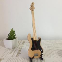 Miniatura de madeira baixo elétrico 20cm, instrumento musical, modelo para 1/6, acessórios de casa de bonecas, figuras de ação - Image 1