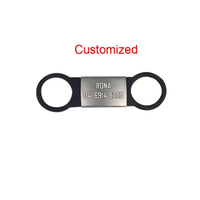 Tag de Identificação em Silicone e Aço Inoxidável para Cães e Gatos - Colar Personalizado Anti-Fugas, 1 Peça com Borracha Elástica