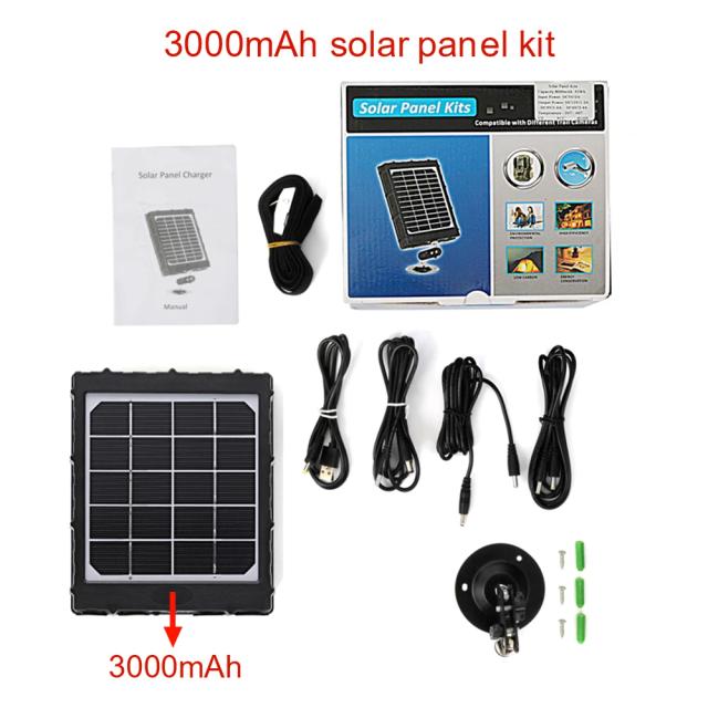 Carregador Solar WG8000 de 8000mAh para Câmeras de Caça - 6V, 9V, 12V com Adaptadores USB e DC2.1mm