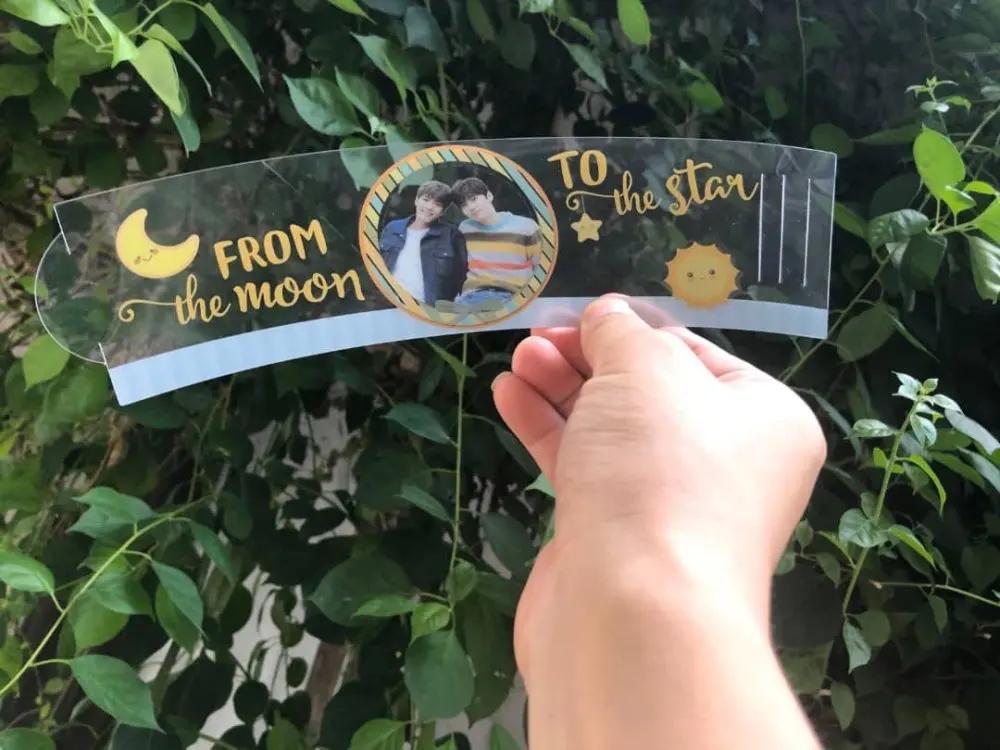 100pcs ajustável plástico personalizado copo mangas imagem logotipo impressão clara garrafa de água manga festa favores festa de aniversário decoração - Image 1