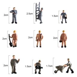 Modelo de trem de escala ho de trabalho figuras em miniatura funcionários com ferramentas para construção ferroviária arquitetura de paisagem layout brinquedo - Image 2
