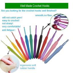 Conjunto de agulhas de crochê, ganchos de crochê com estojo, confortável para aderir, agulhas extra longas de crochê - Image 3