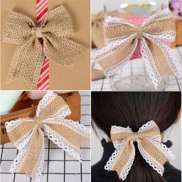 Laço de renda de juta, laço de guarnição vintage natural para artesanato, fita de serapilheira de juta faça você mesmo, decoração de casamento e natal com 10 peças - Image 6