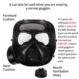 Máscara de proteção respiratória para paintball, máscara de sobrevivência para airsoft tático, jogo de paintball com dois exaustores - Image 4