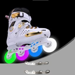 Ouro preto moda estudante patins inline sapatos de rolo com led brilho roda luz gelo lâmina inverno neve patinação meninos meninas - Image 5