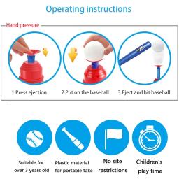 Esporte brinquedo de beisebol t-ball máquina de arremesso com 3 bolas de plástico 1 taco e lançador de bola crianças ao ar livre jogar exercício batting habilidade - Image 5