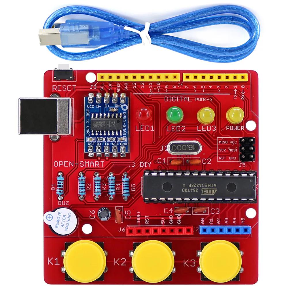 OPEN-SMART Desenvolvimento Módulo Board, CH340 Driver com Buzzer LED Botão, compatível para Arduino, vermelho, DIY, ATmega328P - Image 1