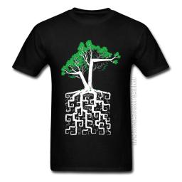 Camiseta quadrada dupla da árvore da vida, camiseta de ciências, código de engenharia para homens, camiseta estampada de algodão, outono, exclusiva, novo - Image 1