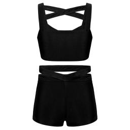Roupas esportivas de cor sólida para meninos e meninas adolescentes, sutiã e shorts, terno esportivo para crianças, dança, treino, ioga, roupas de ginástica - Image 1