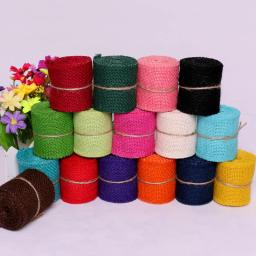 Barato 2m de largura 6cm colorido fita de juta juta natural fita de juta rolo de tecido fita de hessian guarnições rústico diy casamento par aa8043 - Image 1