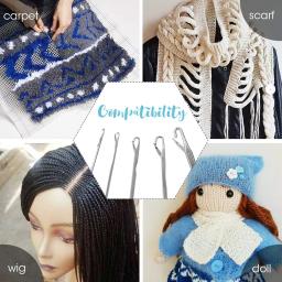 Crochet agulha gancho ferramenta com alça para cabelo trança, tapete, lenço, artesanato Kits, tamanho diferente, 5pcs - Image 6