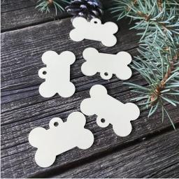 White Double-Sided Sublimation Blank Tags para Animais de Estimação, Osso, Gato, Cachorro, Cachorro, Chaveiro Transparente, DIY, 5Pcs - Image 2