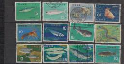 12 pçs/set 1966 Japão Post Selos Peixes Animais Marinhos Marcados Selos Postais para Coletar C441-452 - Image 2
