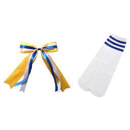 Uniforme de cheerlíder de torcida, 4 unidades, bebê meninos meninas jogo infantil competição palco fantasia arco amarelo escola - Image 4