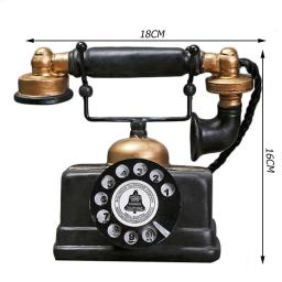 Modelo de telefone artificial estilo vintage, resina retrô, decoração para casa, ornamento, cores clássicas e design simples e durável - Image 6