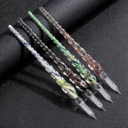 Conjunto de caneta de vidro artesanal com flor 3d, caneta tinteiro e caligrafia com êmbolo de cristal - Image 1