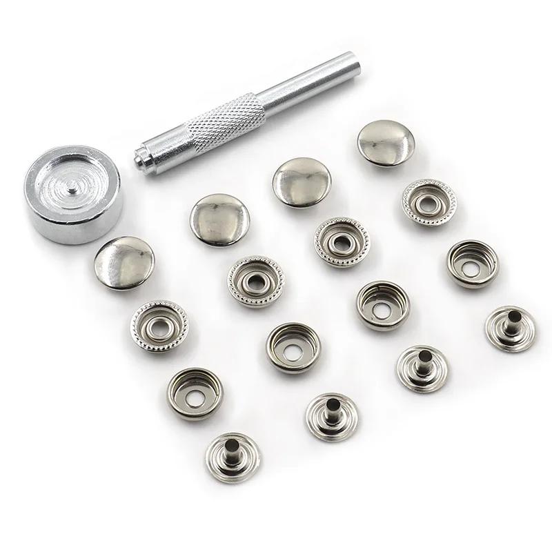 6 conjuntos de um pacote de metal snap prendedor botões rebite fecho instalar ferramenta de montagem prendedores pressão imprensa parafusos rebite setter base - Image 1