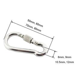 Clipes de mosquetão de pressão com trava de parafuso 5mm 6mm 7mm 8mm aço inoxidável 304 hardware de aparelhamento para rede acampamento caminhadas - Image 3