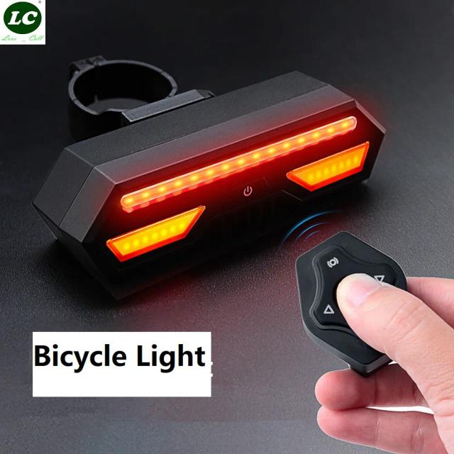 Lanterna Traseira LED para Bicicleta com Controle Remoto Sem Fio e Carregamento USB - Luz de Sinalização para Mountain Bike