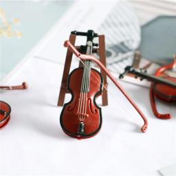 Instrumentos musicais de boneca escala 1/12, acessórios para casa de bonecas, piano em miniatura, violino, guitarra, tambor, microfone, trompete, modelo artesanal - Image 5