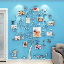 3d acrílico espelho adesivos de parede diy moldura da foto sala arte decoração para casa família foto árvore adesivos de parede - Image 6