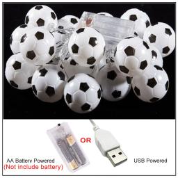 Bolas de futebol luzes da corda usb/alimentado por bateria luzes guirlanda de futebol quarto casa festa de casamento natal luzes decorativas - Image 2