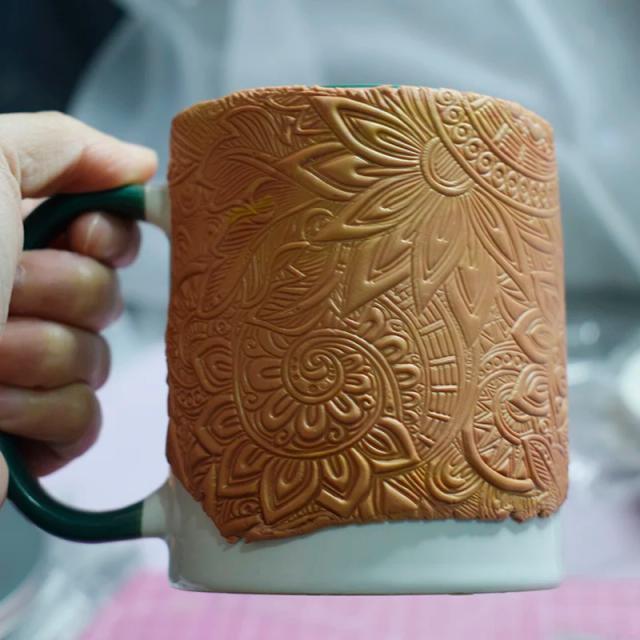 Texturas de Mandala em Folhas de Carimbo de Argila Polimérica para DIY em Joias e Bijuterias Artesanais