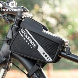 Rockbros saco de bicicleta da frente tela sensível ao toque reflexivo 1l saco de bicicleta duplo zíper saco de armazenamento separado mtb acessórios da bicicleta - Image 1