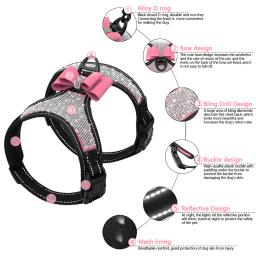 Arnês de Nylon reflexivo para cães pequenos e médios, Pitbull e Pug Harness Vest, Rhinestone Bowknot, Acessórios para animais de estimação - Image 4