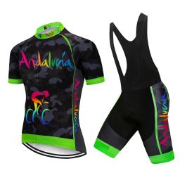 Andaluzia-Conjuntos de ciclismo masculino, roupas de bicicleta, calções respiráveis, gel pad 20D, roupa de equipe camuflada, verão, 2021 - Image 1